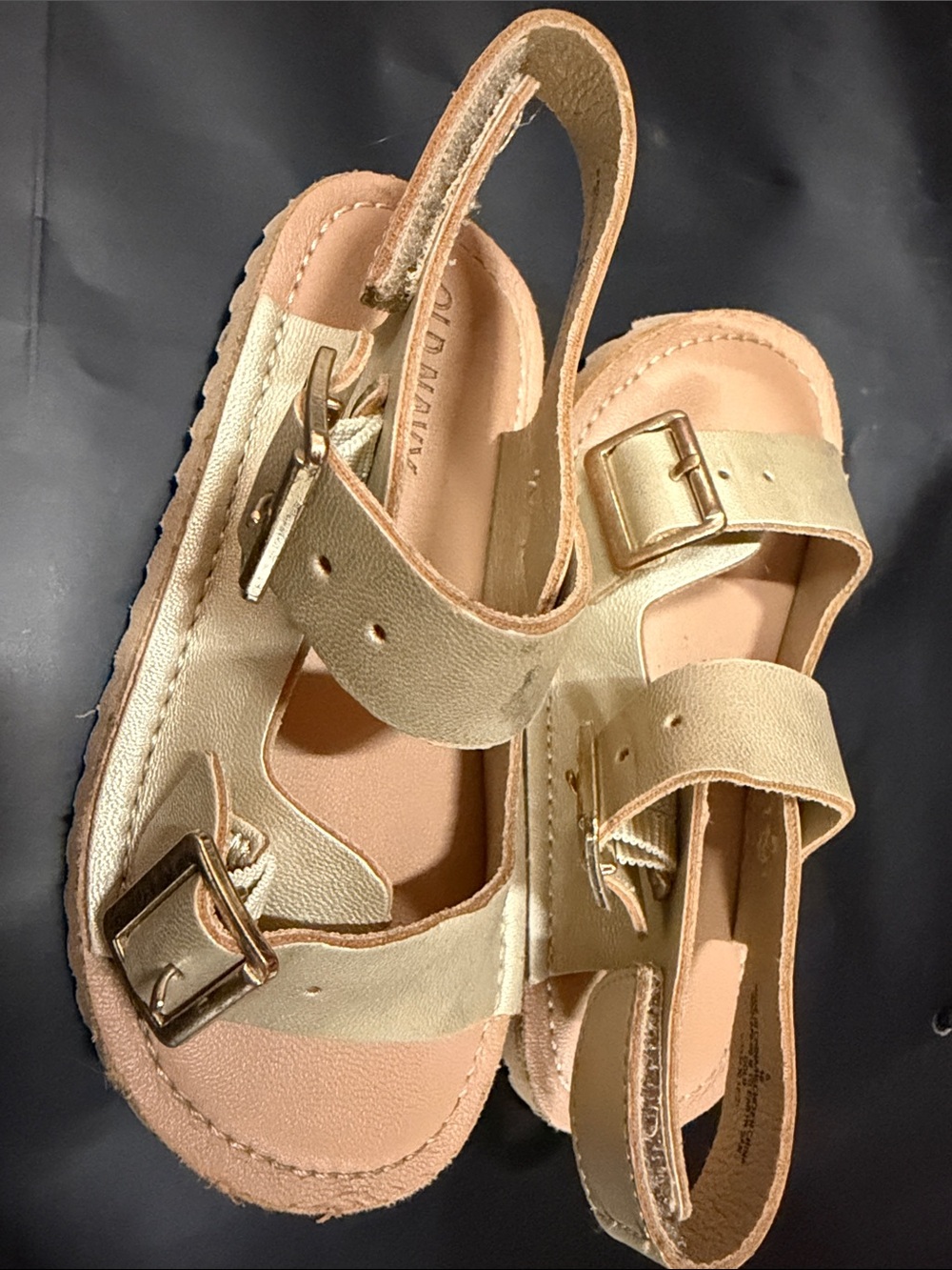 Gold Leather Buckle Sandals - Toddler